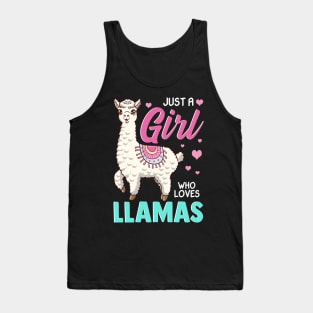 Cute & Funny Just A Girl Who Loves Llamas Lama Tank Top